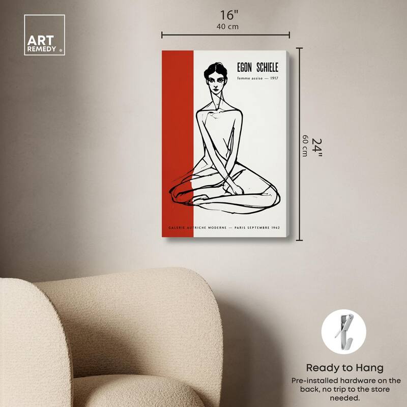 Schiele's Red and White Canvas by Art Remedy, Gallery Wrapped