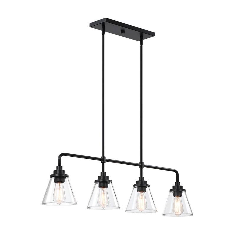 4-Light Black Kitchen Island Light Liner Chandelier - 38.6 in. W