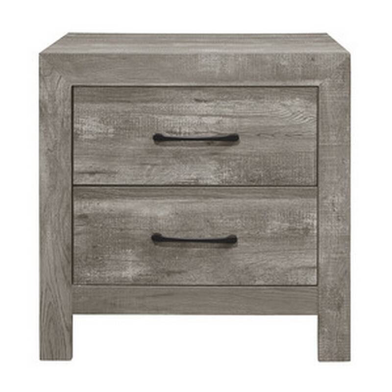 Gray/Black 2 Drawer 24 in. W Nightstand with Sturdy Hardware and Ample Storage