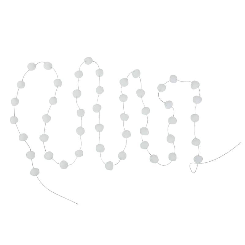 9' White Plush Snowball Christmas Garland