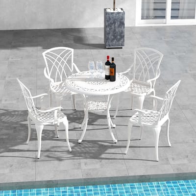 5 PCS Patio Table Chair Set Outdoor Patio Set with Umbrella Hole