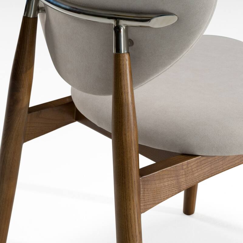 Modrest Savannah Mid-Century Modern Grey Fabric & Walnut Dining Chair