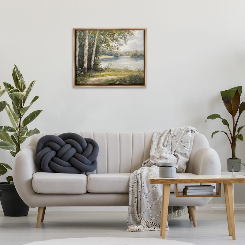 Stupell Place To Relax Lake View Framed Floater Canvas Wall Art Design By Petal Prints Design