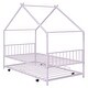 preview thumbnail 32 of 35, Twin Size Metal House Bed with Open Frame, Kids Bed with Twin Size Trundle