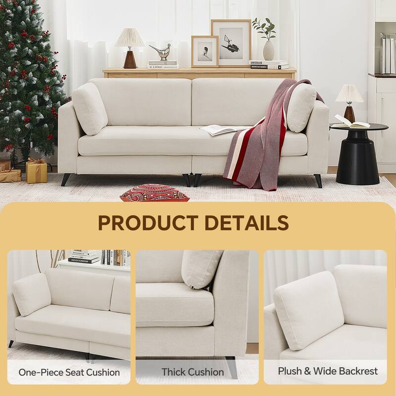 Modern Chenille 2 Seater Sofa Chouch with Bolster Pillows