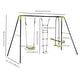 preview thumbnail 5 of 7, HOMCOM 3-in-1 Outdoor Swing Set with 2-Person Swing, Single-Kid Swing, and Climbing Ladder