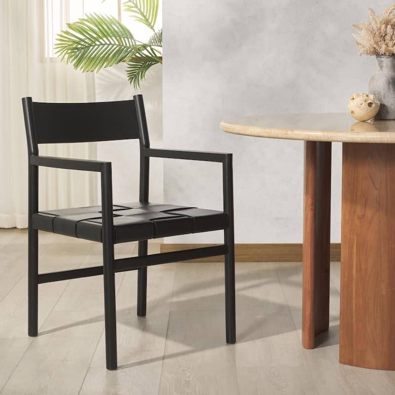 SAFAVIEH Couture Devnie Solid Wood Woven Dining Chair, Fully Assembled - 22"W x 23"D x 34"H