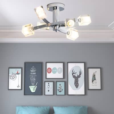 Maxax 6 - Lights Crystal Semi Flush Mount - N/A