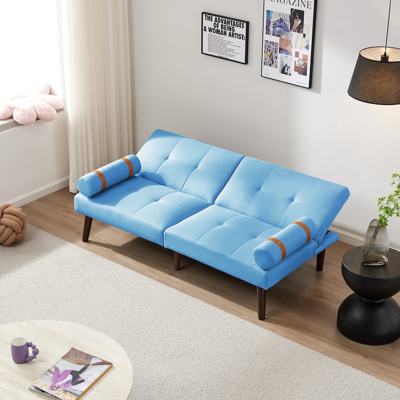 Convertible Sofa Bed Futon With Solid Wood Legs