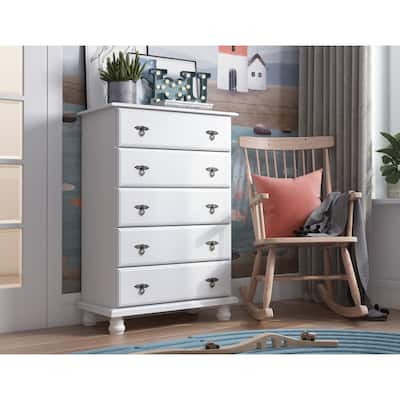 100% Solid Wood Traditional Kyle 5-Drawer Chest by Palace Imports
