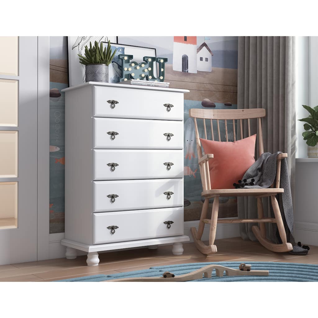 100% Solid Wood Traditional Kyle 5-Drawer Chest by Palace Imports