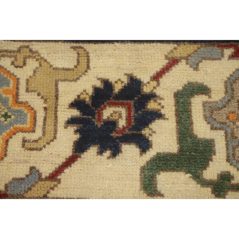 Hand-knotted Transitional Wool Carpet Orange Oushak Rug Floral Oriental Area Rug - 9' 9'' X 7' 10''