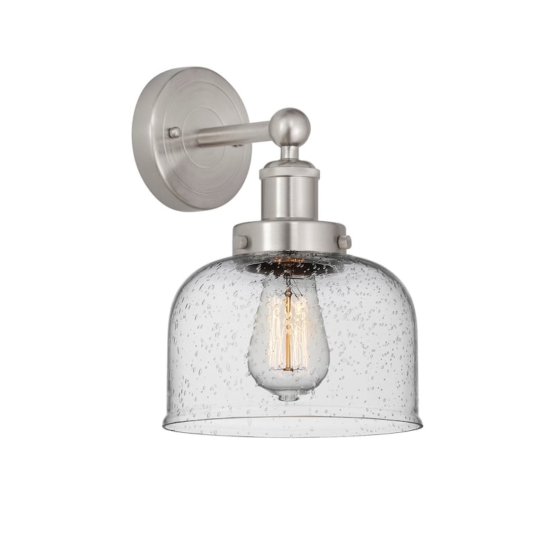 Innovations Lighting 616-1W-10-7-L Bell Sconce Bell 10" Tall Wall - Brushed Satin Nickel / Seedy