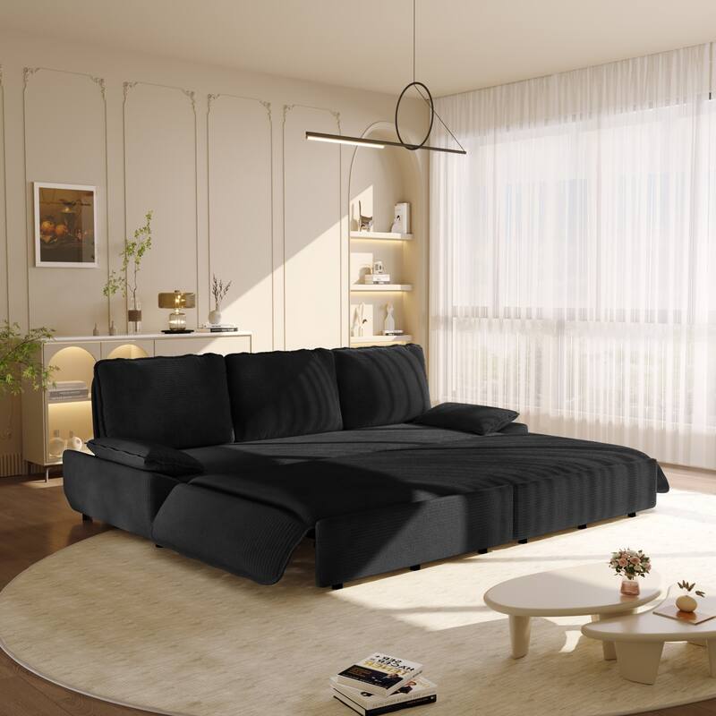 94.5" King Size Corduroy Convertible Pull Out Sofa Bed