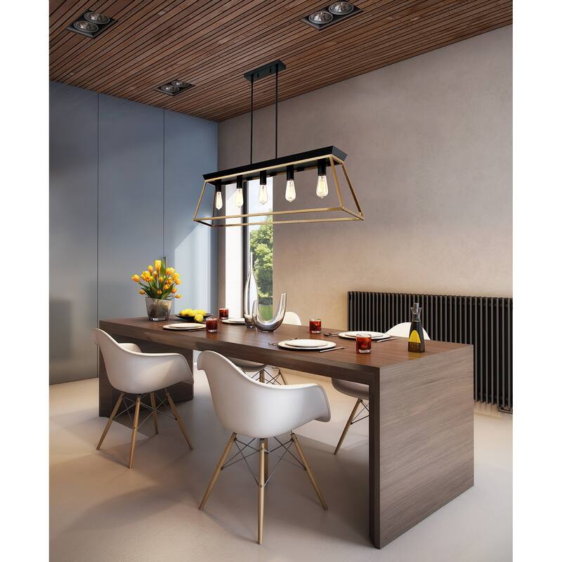 Eglo Paulino 5-light Pendant - Brushed Gold and Matte Black