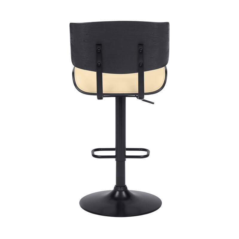 Brooklyn Black Wood Upholstered Adjustable Height Swivel Bar Stool