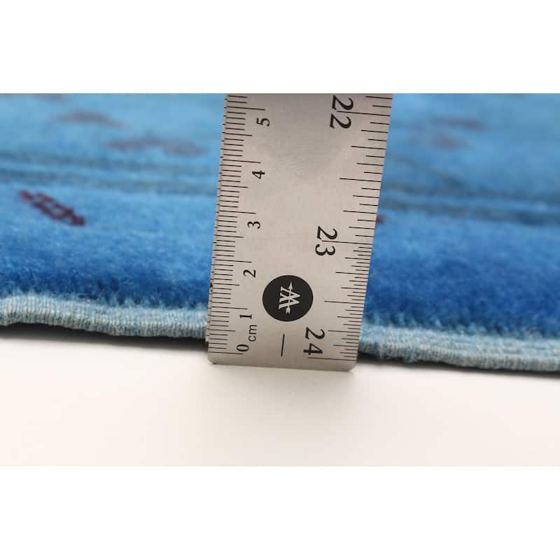 ECARPETGALLERY Hand-knotted Color Transition Blue Wool Rug - 2'9 x 9'9