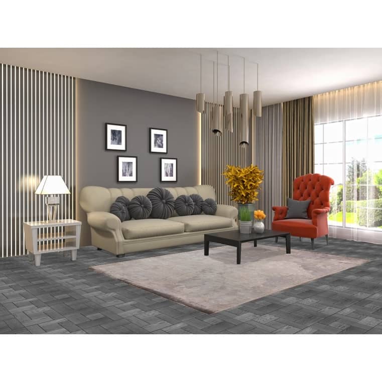Abstract Modern Area Rug Hand-Knotted Grey Wool Carpet - 5'3"x 7'6"