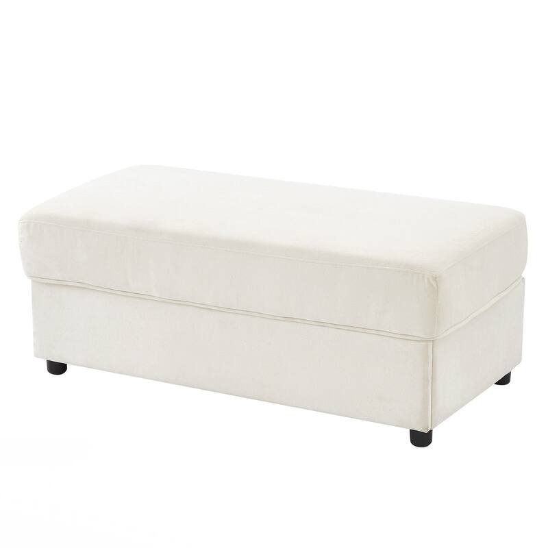 Modern Style Armchair 42.5" Chaise Lounge Sofa Couch with a Movable Storage Ottoman, Two USB Ports, Two Cup Holders