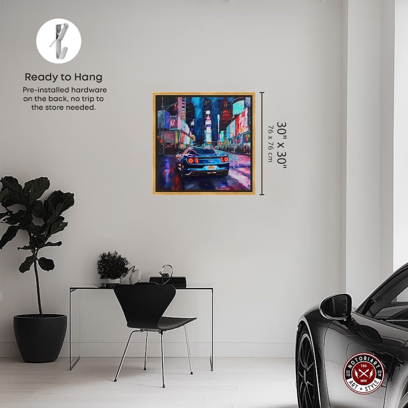 Notoriart Night Drive Sports Drive Framed Car 1 Piece Canvas Wall Art