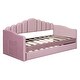 preview thumbnail 14 of 16, Twin size Velvet Daybed w/ Trundle Upholstered Bed Frame & USB Charging Ports Platform Bed, No Box-spring Needed, Easy Assembly