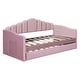 preview thumbnail 14 of 16, Twin size Velvet Platform Daybed w/ Trundle Upholstered Bed Frame