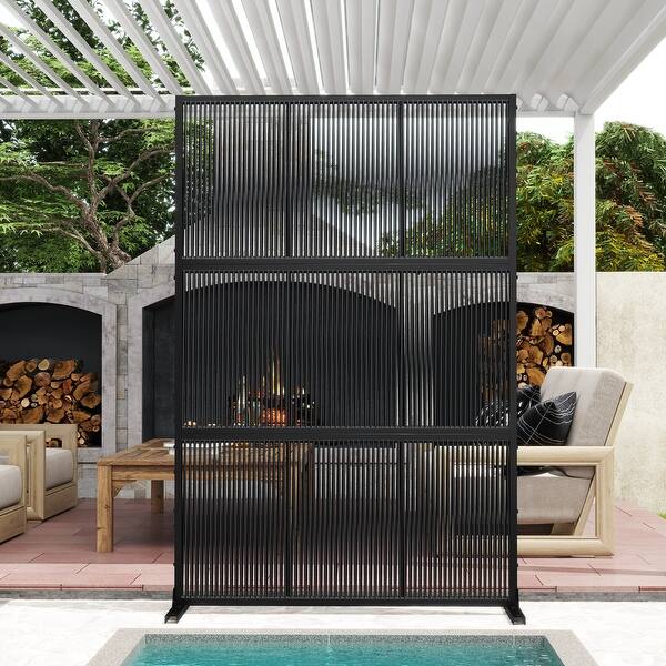 Outdoor Privacy Screen with Stand for Patio Garden Metal Fence Screen