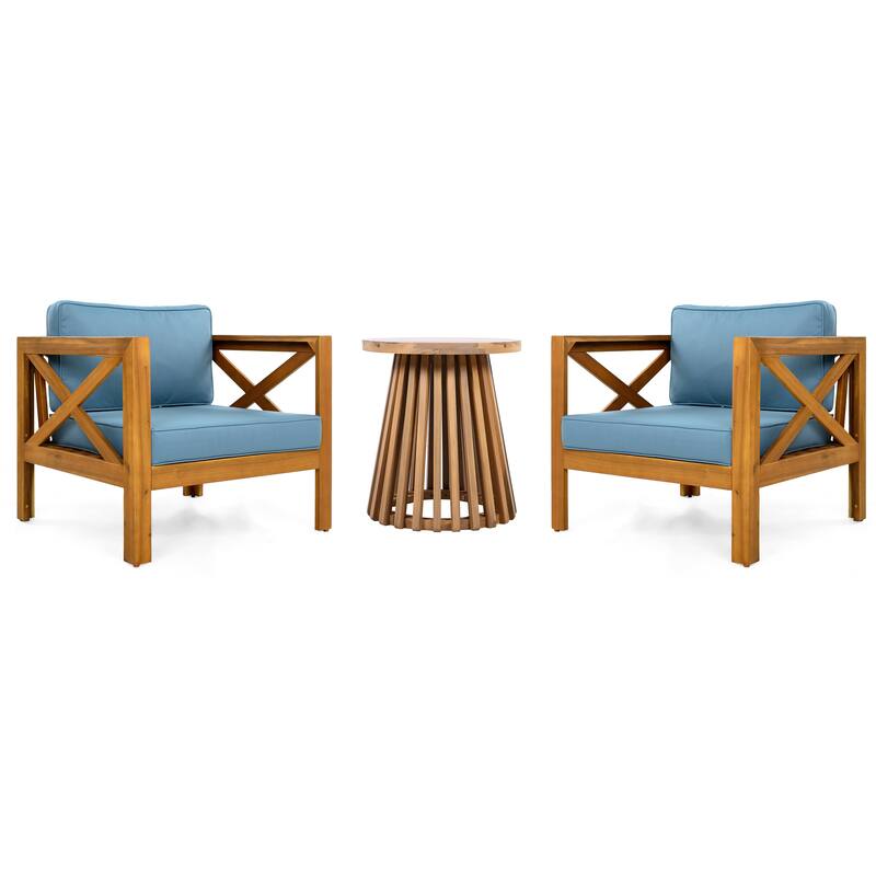 Christopher Knight Home - Alexander Acacia Wood Patio 3 Piece Chat Set