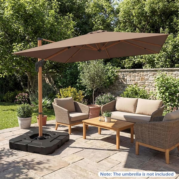 15 ft outdoor double-sided patio market umbrella with base 15 ft Outdoor Double-Sided Patio Umbrella with 48 Solar LED Lights and Umbrella Base Wine
