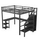 preview thumbnail 11 of 12, Ful Size Metal Loft Bed with Wardrobe, LED Light, L Shaped Desk and USB for Kids Teens Adults