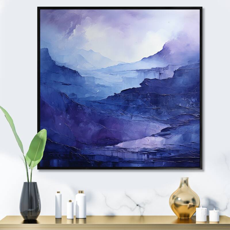 Designart "Indigo Dreams I" Abstract Landscape Framed Canvas Art Print - Black - 30 in. wide x 30 in. high