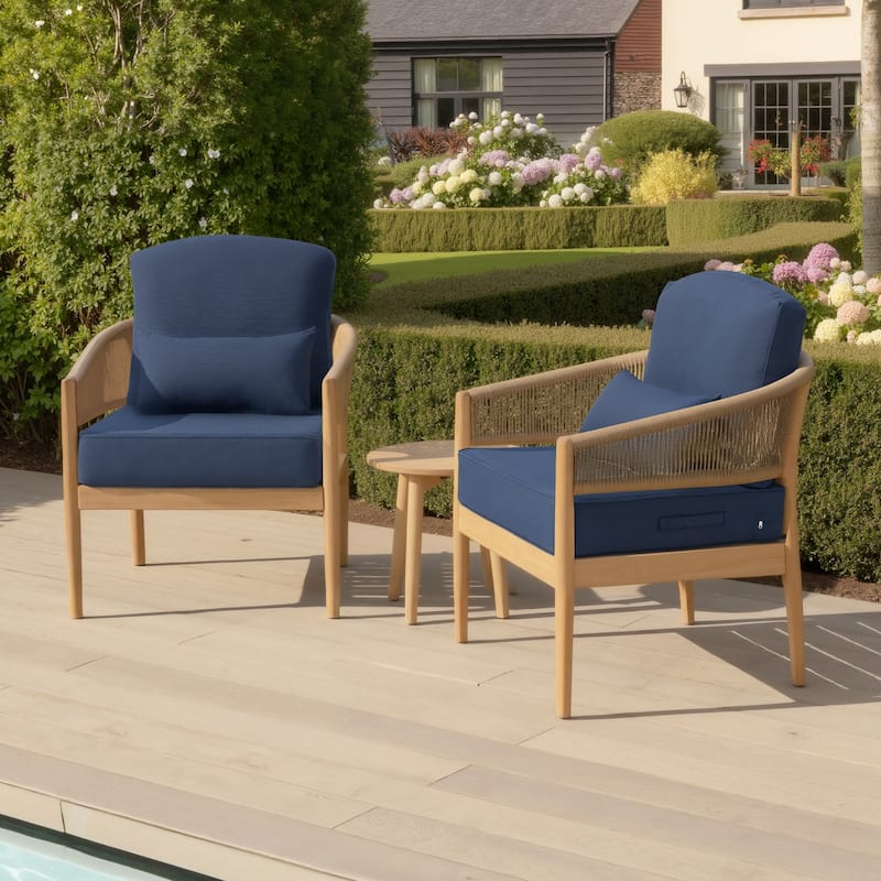 Outdoor Seat Cushion Set 24 x 24 Inch Patio Furniture Cushions Deep Seat & Back Cushion with Pillow for Chair Sofa - 2PC - Navy Blue