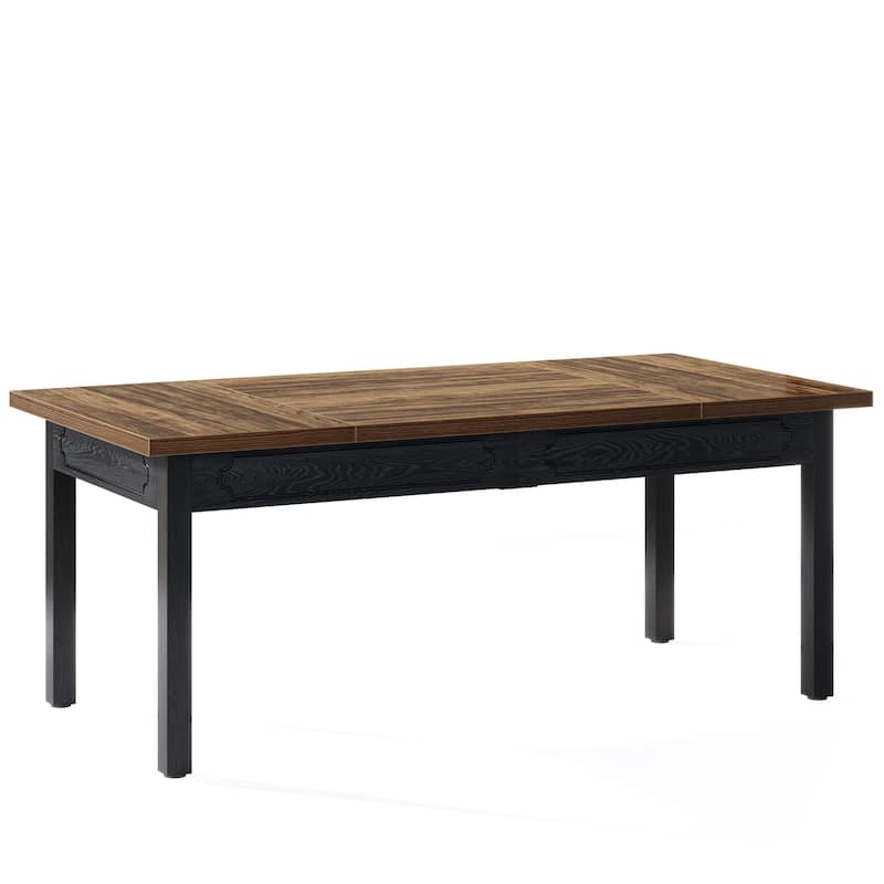 63" Executive Office Desk - Rustic Computer Table with Thick Wood Top, Large Writing Desk with Metal Frame & Back Splash