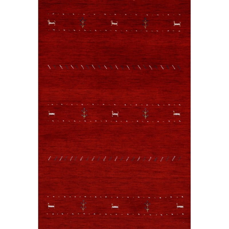 Tribal Red Gabbeh Indian Rug Handmade Wool Carpet - 3'1" x 5'0"