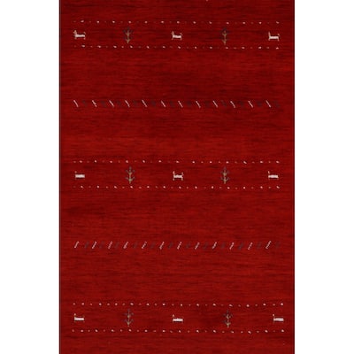 Tribal Red Gabbeh Indian Rug Handmade Wool Carpet - 3'1" x 5'0"