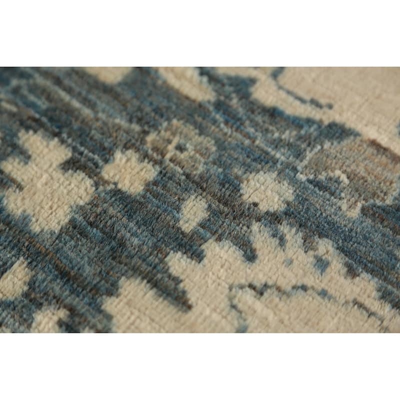 Blue Vegetable Dye Ziegler Oriental Area Rug Hand-Knotted Wool Carpet - 8'4"x 9'9"