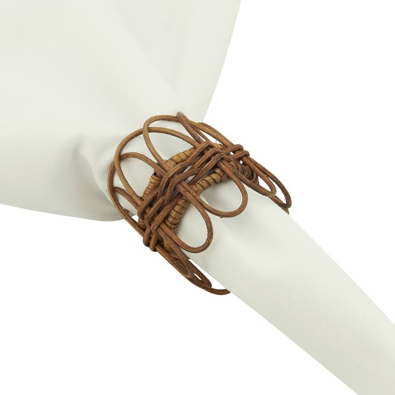 Twisted Design Rattan Napkin Rings (Set of 4)