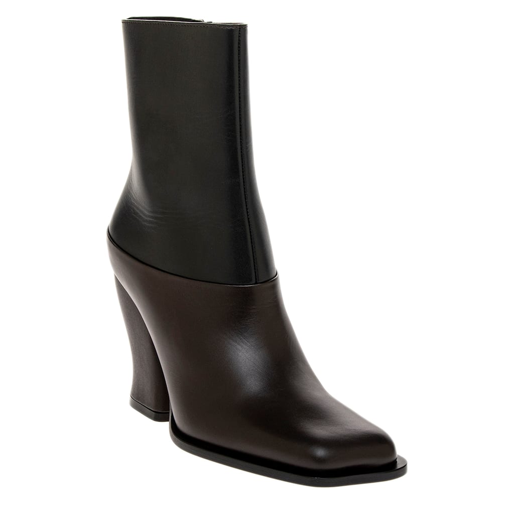 Loewe Two-Tone Onda Booties - Black and Dark Brown