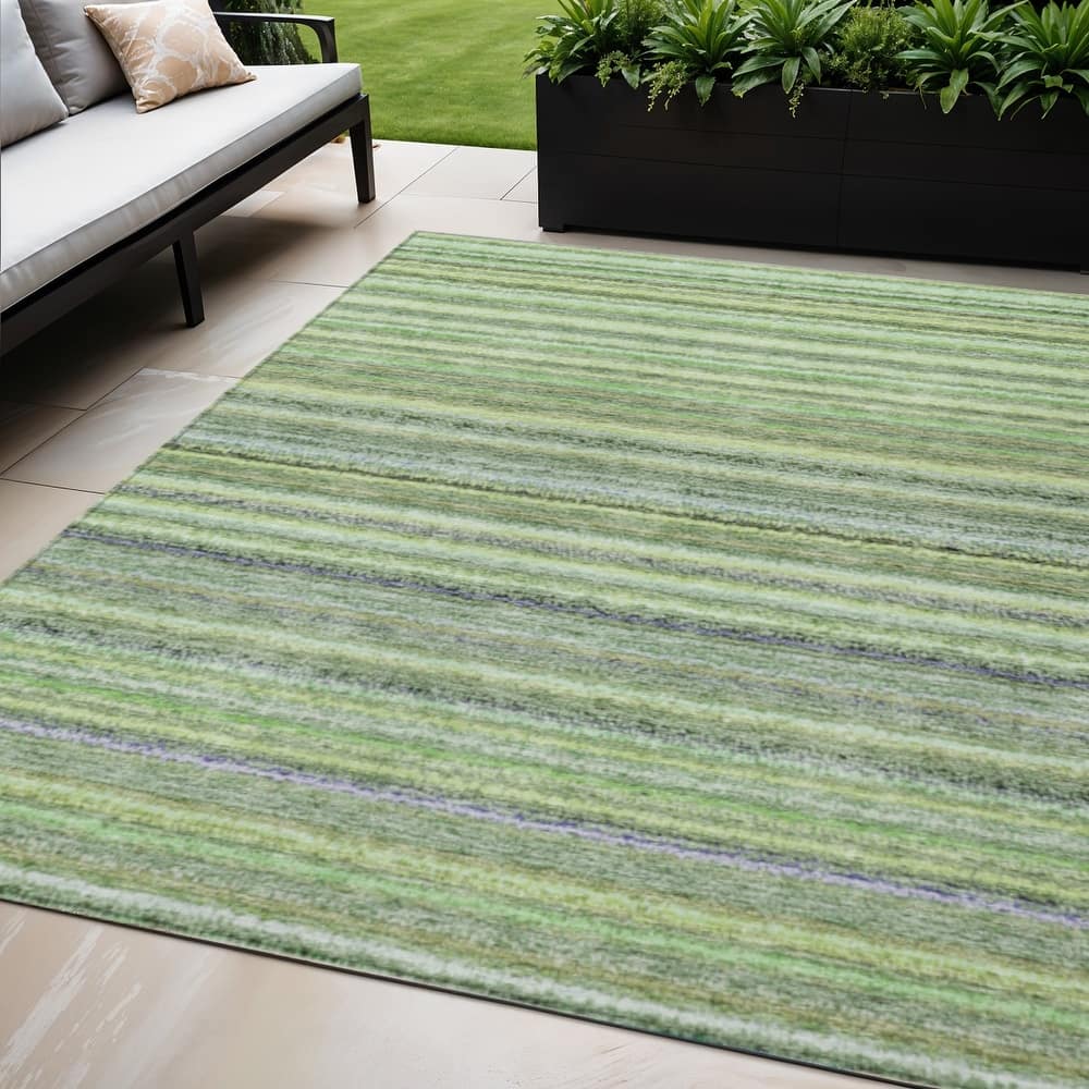 HomeRoots Striped Transitional Rectangle Outdoor Rug