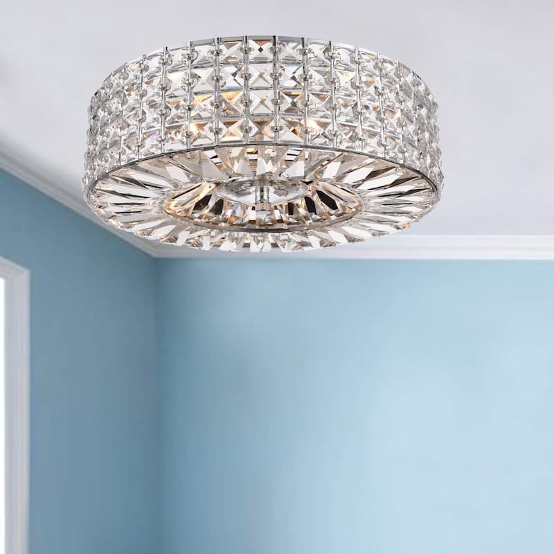 Jolie 4-light Crystal and Prism Round Flush Mount