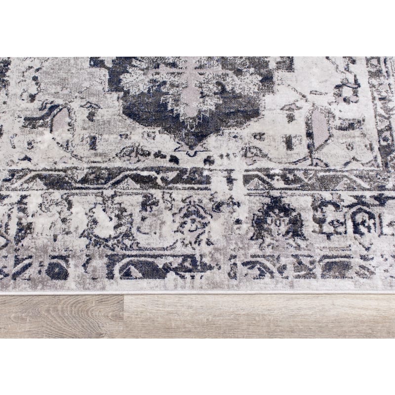 Chase Collection - Grey/Blue Medallion Border Rug