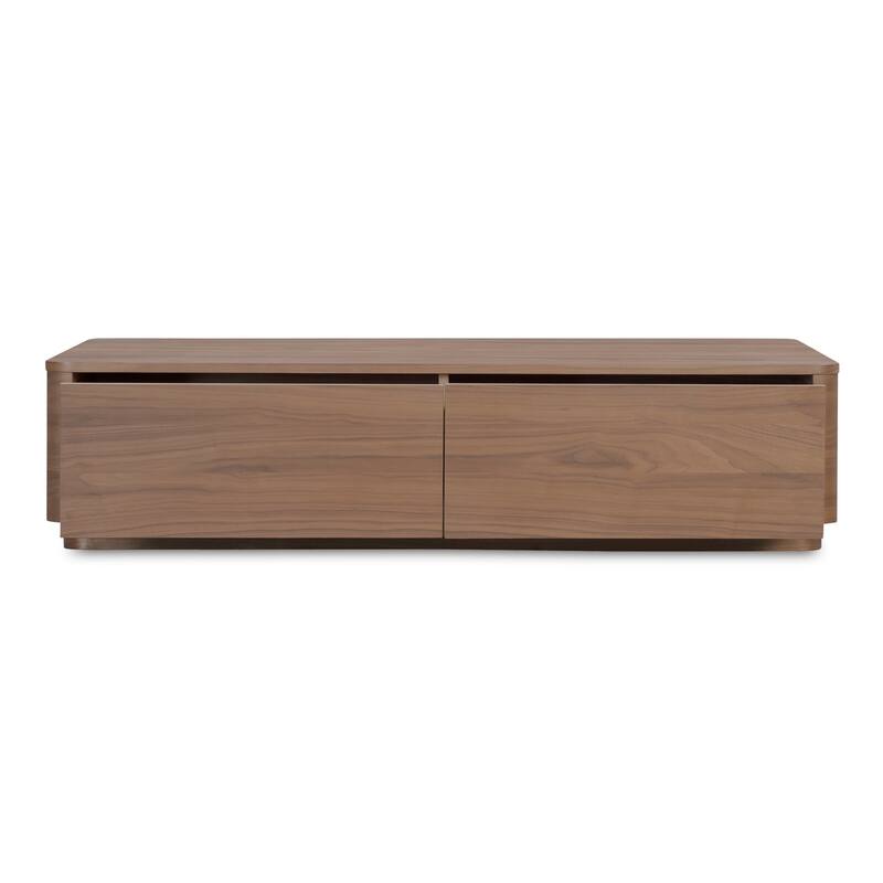 NADAAL STUDIOS Odette Coffee Table, Rectangle Walnut Veneer Top with Rubber Wood Base, Scandinavian Design, 4 Drawers, Brown