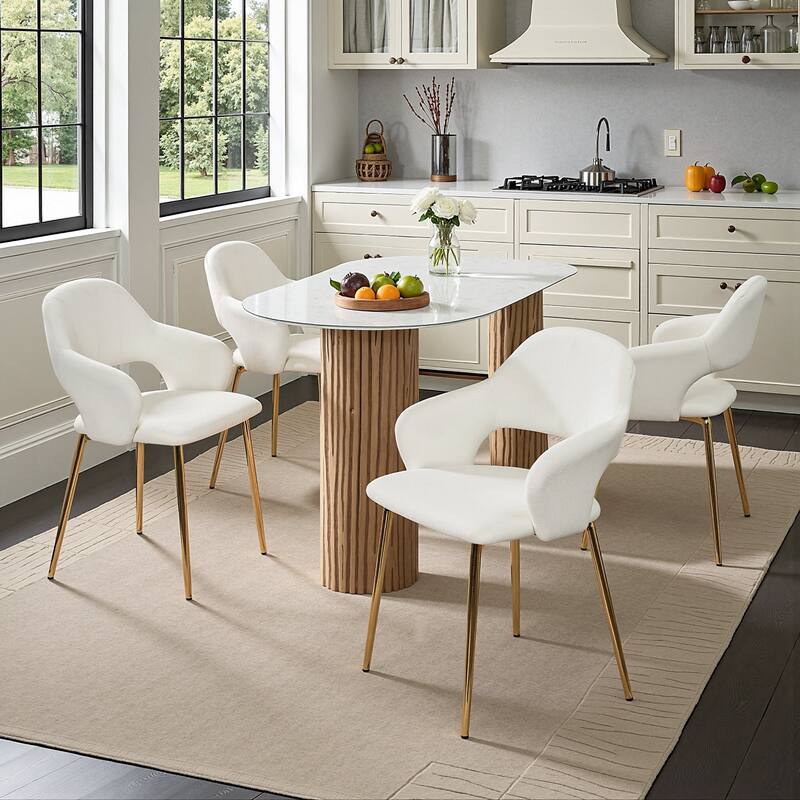 VECELO Modern Upholstered Dining Chairs Set of 4, Velvet Kitchen Chairs for Dining Room