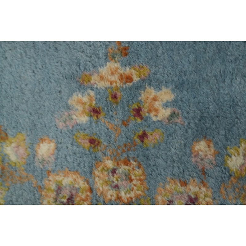 Hand Knotted Oriental 100% Wool Carpet Traditional Floral Navy Blue & Blues Kerman Area Rug - 15' 6'' X 9' 10''