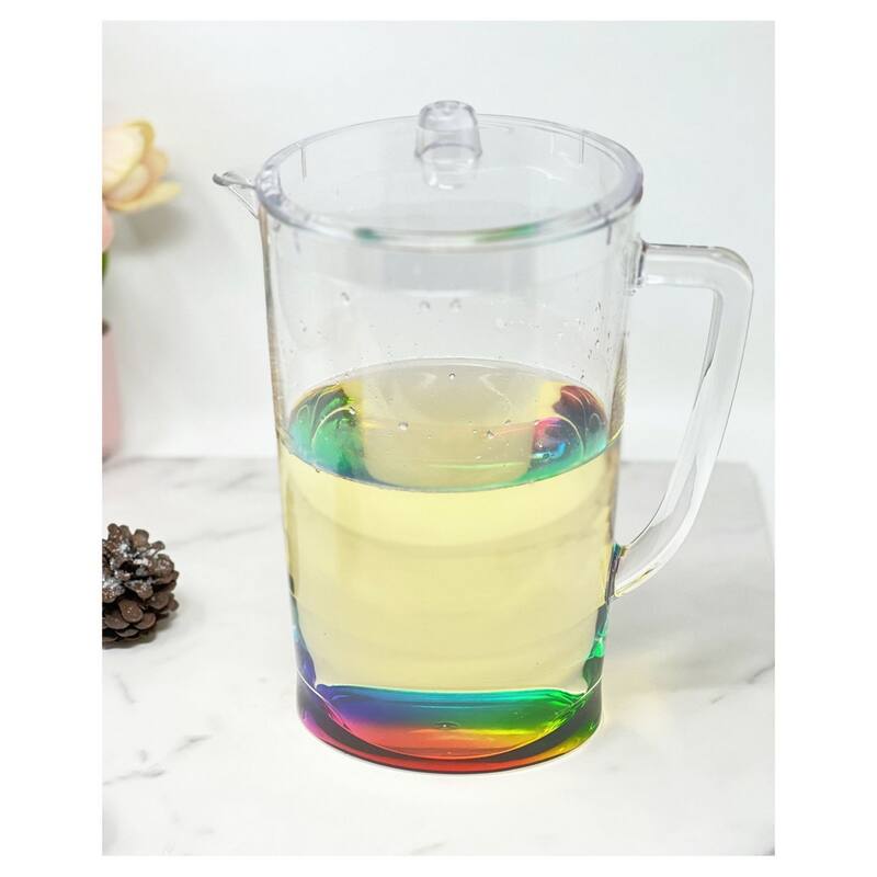 Water Pitcher with Lid, Oval Halo Design Unbreakable Plastic Pitcher