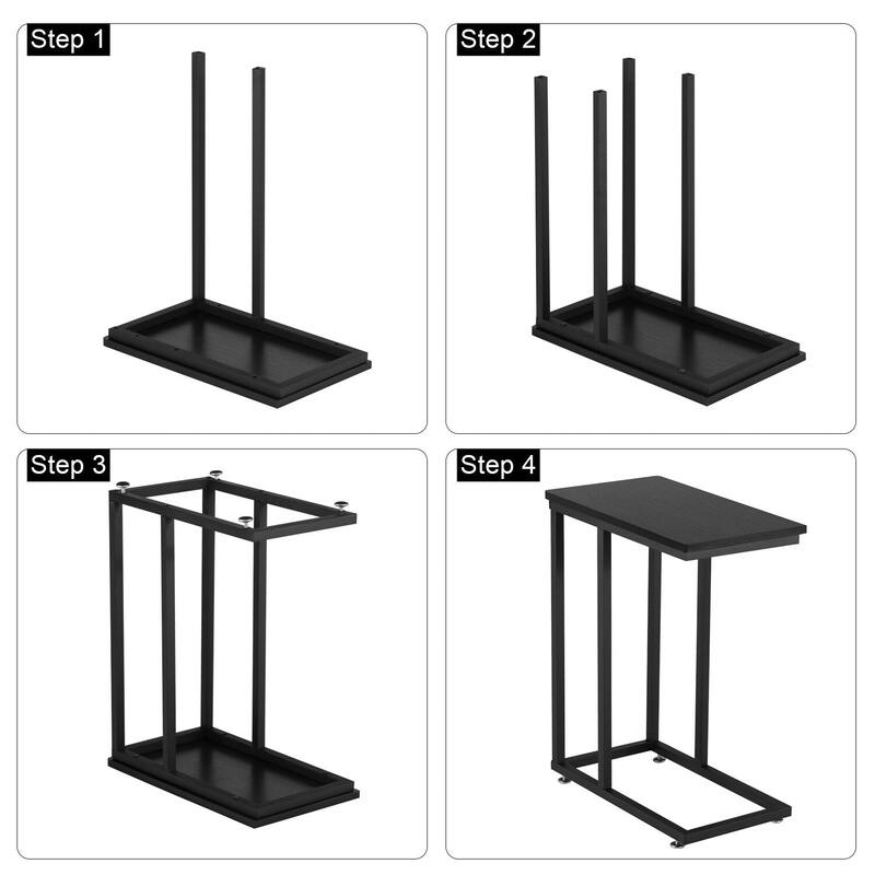 VECELO C-Shaped End Table Small Side Table Sofa Table with Metal Frame C-Shaped Couch Table Nightstand Set of 2