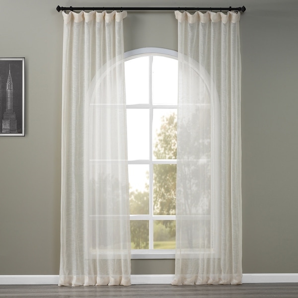 Exclusive Fabrics Linen Open Weave Cream Sheer Curtain Panel. Opens flyout.