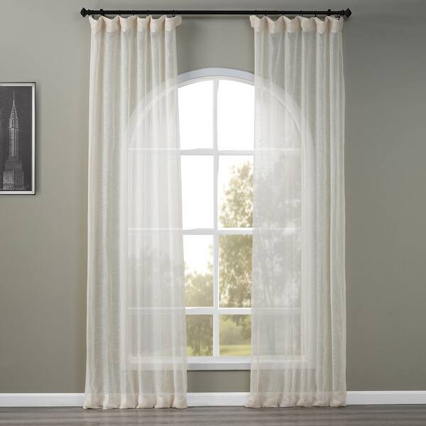 Exclusive Fabrics Linen Open Weave Cream Sheer Curtain Panel Overstock 6188031
