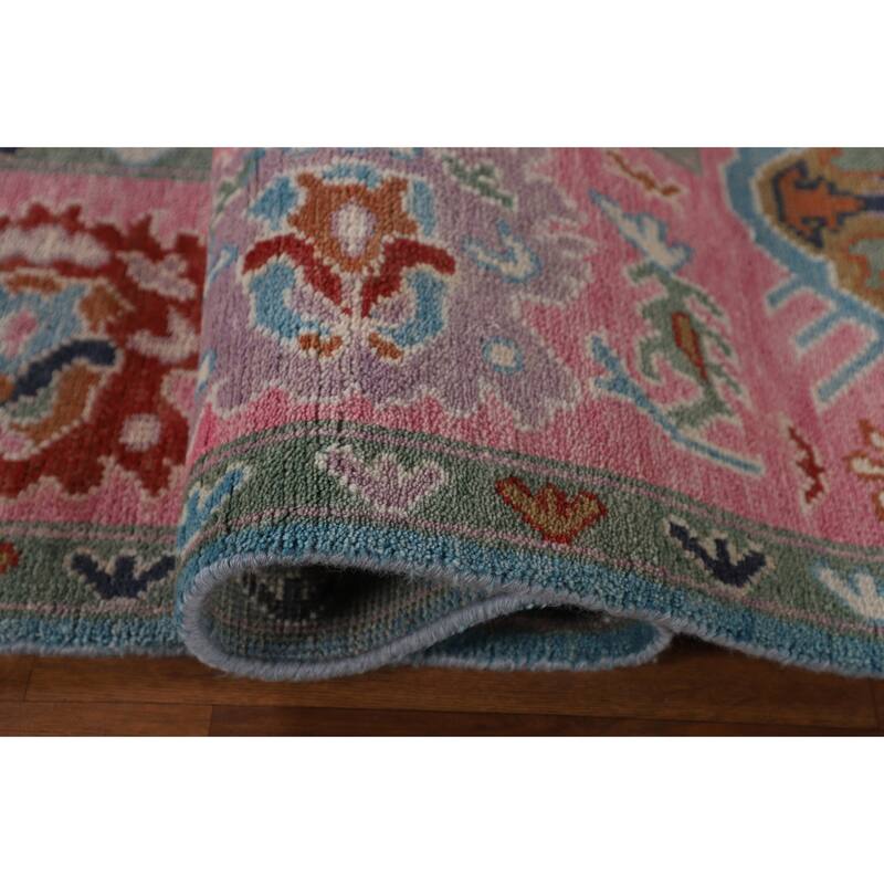 Light Blue Oushak Area Rug Handmade Oriental Wool Carpet - 7'11" x 9'11"