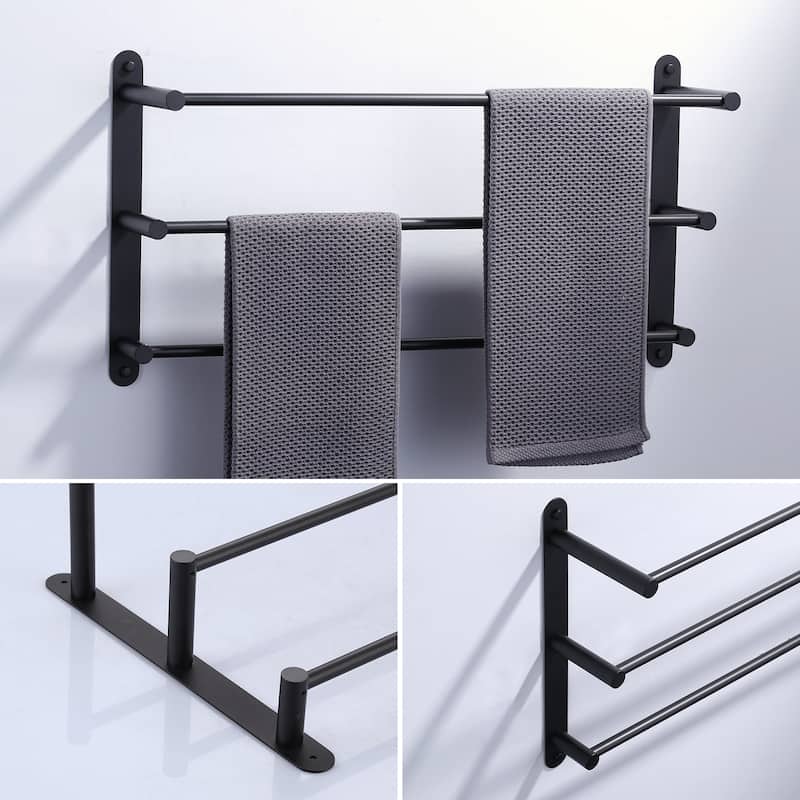 WOWOW 3-Tier Wall Mounted Towel Rack in Brushed Nickel